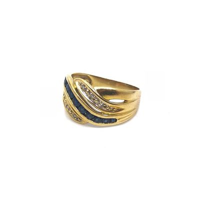 BAGUE en or jaune 750 ornée d'une ligne de...
