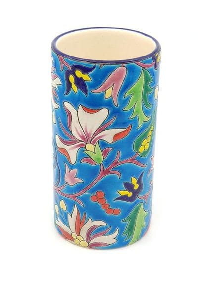LONGWY - VASE CYLINDRIQUE à décor floral,...