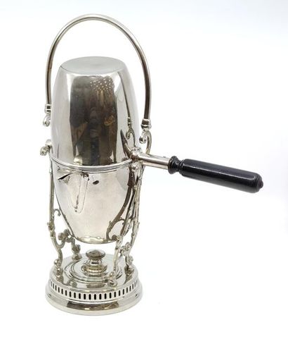 SAMOVAR ovoide en métal argenté reposant...