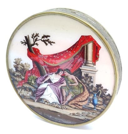 BOITE à bonbons circulaire cerclage en laiton,...