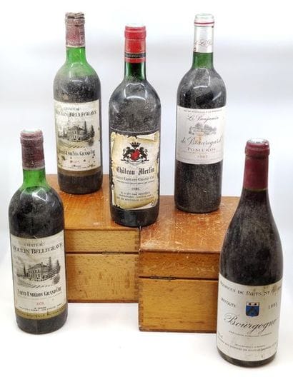 LOT de cinq bouteilles de vin rouge comprenant
Deux...