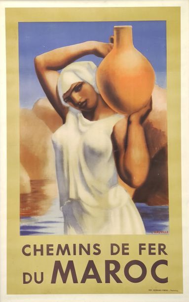 AFFICHE du Chemins de fer du Maroc 
Signée...
