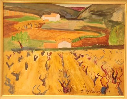 PASCAL AMBROGIANI
Gouache sur panneau représentant...