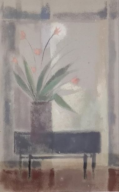 PASTEL sur papier représentant un bouquet...