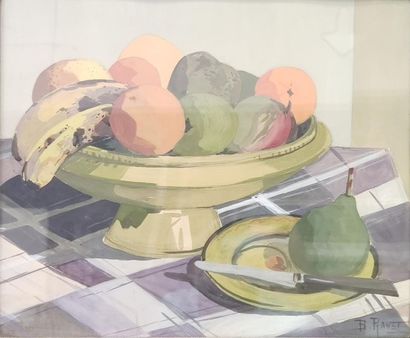 Technique mixte représentant une nature morte...