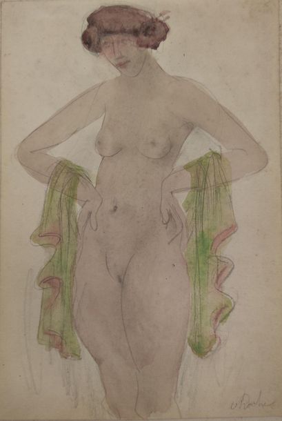 ODILON ROCHE (1868-1947)
Danseuse nue 
Dessin...