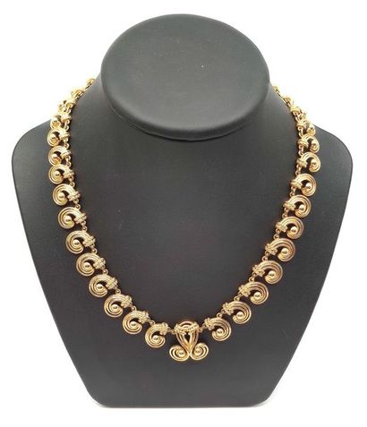 COLLIER collerette en or jaune 750° à motifs...