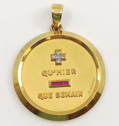 IMPORTANT love pendant in 750° yellow gold,...