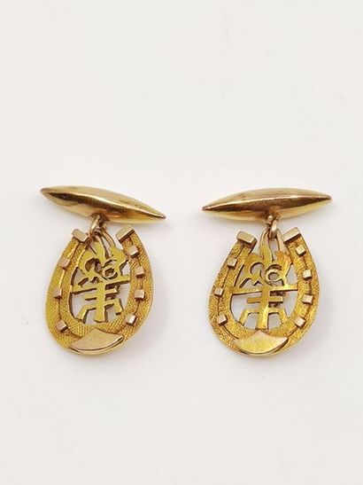 PAIR OF 750° yellow gold HORSESHOE SHAPE...