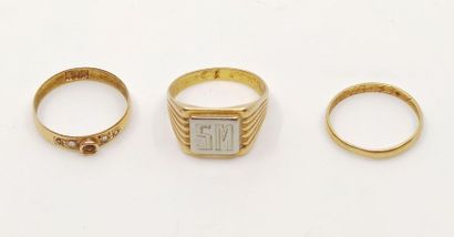 LOT d'or 750° comprenant :
Chevalière en...