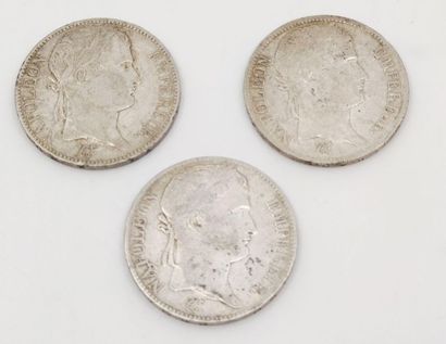 TROIS pièces en argent Napoléon 1er
1813/L
1811/A
1815/A
Poids...