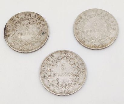 TROIS pièces en argent Napoléon 1er
1813/L
1811/A
1815/A
Poids...
