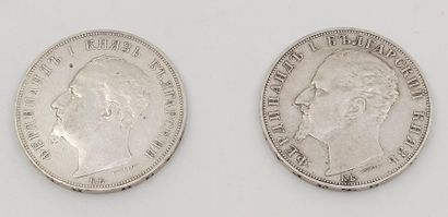 DEUX pièces de 5 Leva Bulgare en argent 
1892/1894
poids...