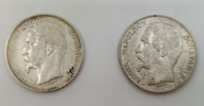 DEUX pièces de 5 francs 1852/A Louis -Napoléon...