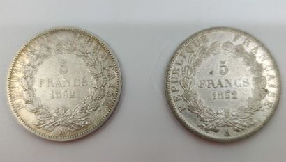 DEUX pièces de 5 francs 1852/A Louis -Napoléon...