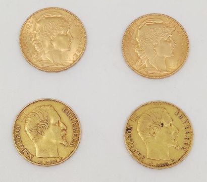 LOT comprenant : 
Deux pièces de 20 francs...