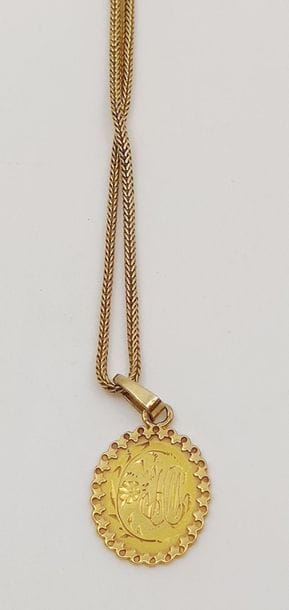 CHAINE en or jaune 750°, pendentif en or...