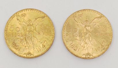 LOT de deux pièces de 50 pesos or Mexicain
1821-1947
Poids...