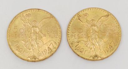 LOT de deux pièces de 50 pesos or Mexicain
1821-1947
Poids...
