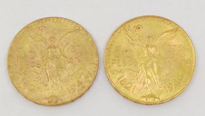 LOT de deux pièces de 50 pesos or Mexicain
1821-1947
Poids...