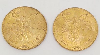 LOT de deux pièces de 50 pesos or Mexicain
1821-1947
Poids...