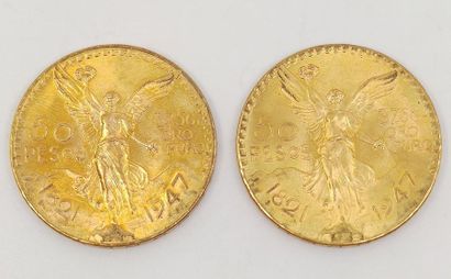 LOT de deux pièces de 50 pesos or Mexicain
1821-1947
Poids...