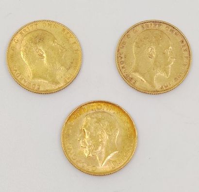 LOT de trois souverains or Edouard VII et...