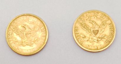 LOT de deux pièces de cinq Dollars 1901S/1894...