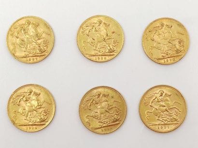 LOT de Six Pièces or Souverain Georges V...