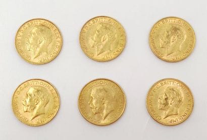 LOT de Six Pièces or Souverain Georges V...