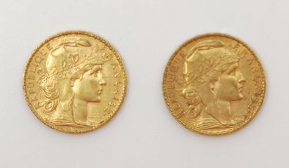 DEUX Pièces de Vingt Francs Or au Coq 1905
Poids...