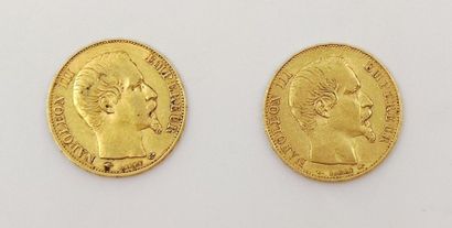 LOT de deux pièces de 20 francs or Napoléon...