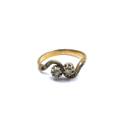 Two-tone gold ring 750° you and me with roses...