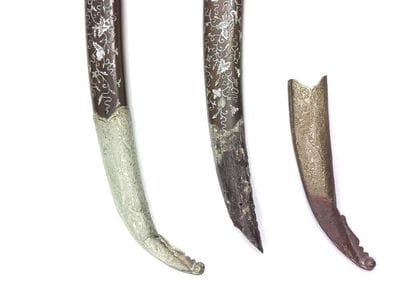 Pair of ceremonial SABRES and their wooden...