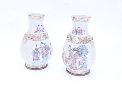 CHINA Canton
PAIR of polychrome porcelain...