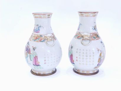 CHINA Canton
PAIR of polychrome porcelain...