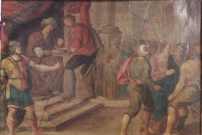 From THE CROSS 
Biblical scene 
Oil on copper
19th...