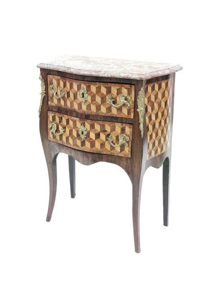 SMALL chest of drawers in veneer wood with...