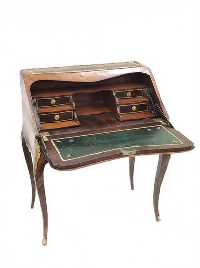 Sloping desk in rosewood and light wood marquetry...
