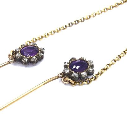 DOUBLE 750° yellow gold tie pin decorated...