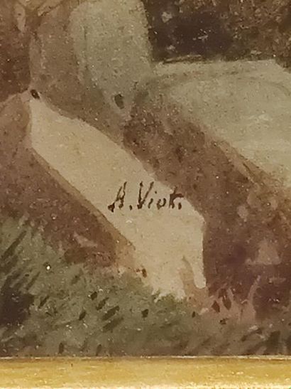 A. VIOTI (XIXème Siècle) 
Château animé 
Aquarelle...