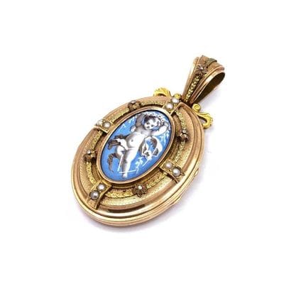 Yellow and green gold PENDANT souvenir holder...