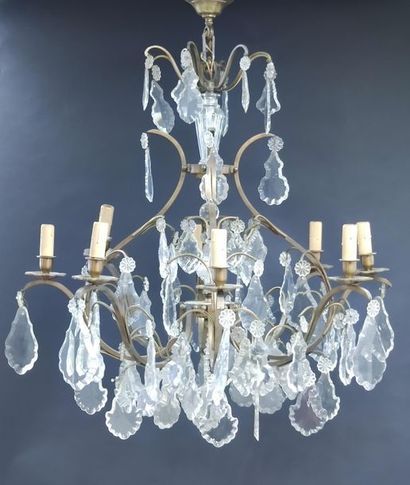 Chandelier cage in gilded bronze and decorated...