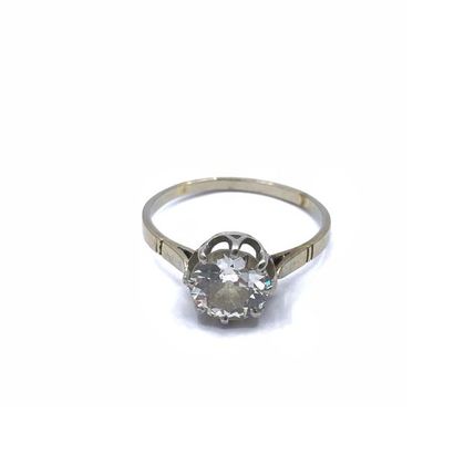 Solitaire ring in 750° white gold decorated...