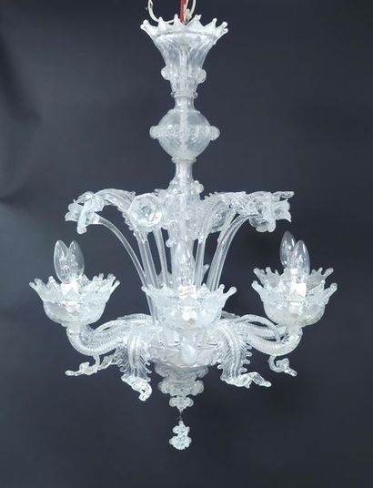 Chandelier in translucent blown Murano glass...