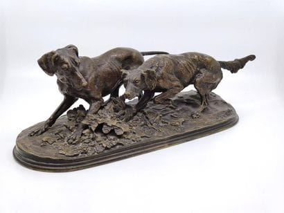 Pierre-jules MENE (1810-1879)
Two dogs stopped...