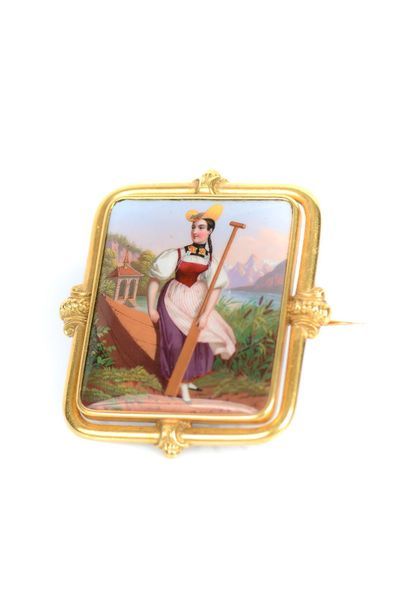 Rectangular spindle in 750° yellow gold decorated...