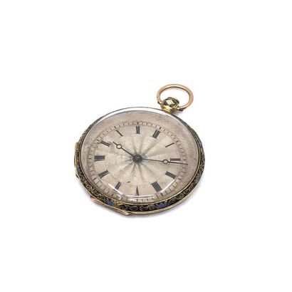 750° yellow gold neckwatch, cream dial with...