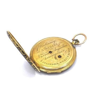 750° yellow gold neckwatch, cream dial with...