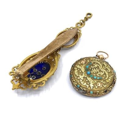 Pocket watch in 750° yellow, pink and green...